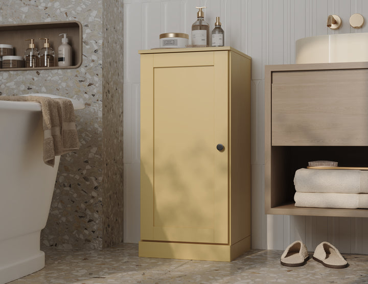 100% Solid Wood Bathroom Storage Cabinet, Shaker Door, 2 Drawers, Adjustable Shelves, 16.5" Wide, 35.75" Tall