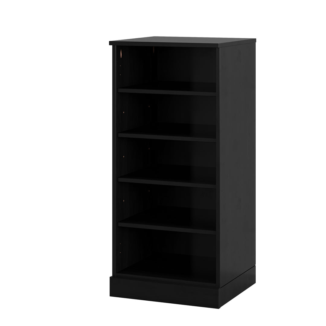 100% Solid Wood Narrow Open Shoe Storage Cabinet with Adjustable Shelves, Space Saving Stackable Organizer, 16.5" W x 35.75" H