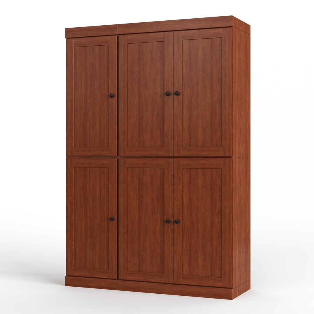 100% Solid Wood 48.5" Pantry Cabinet, Shaker Wood Doors, 2-Drawers