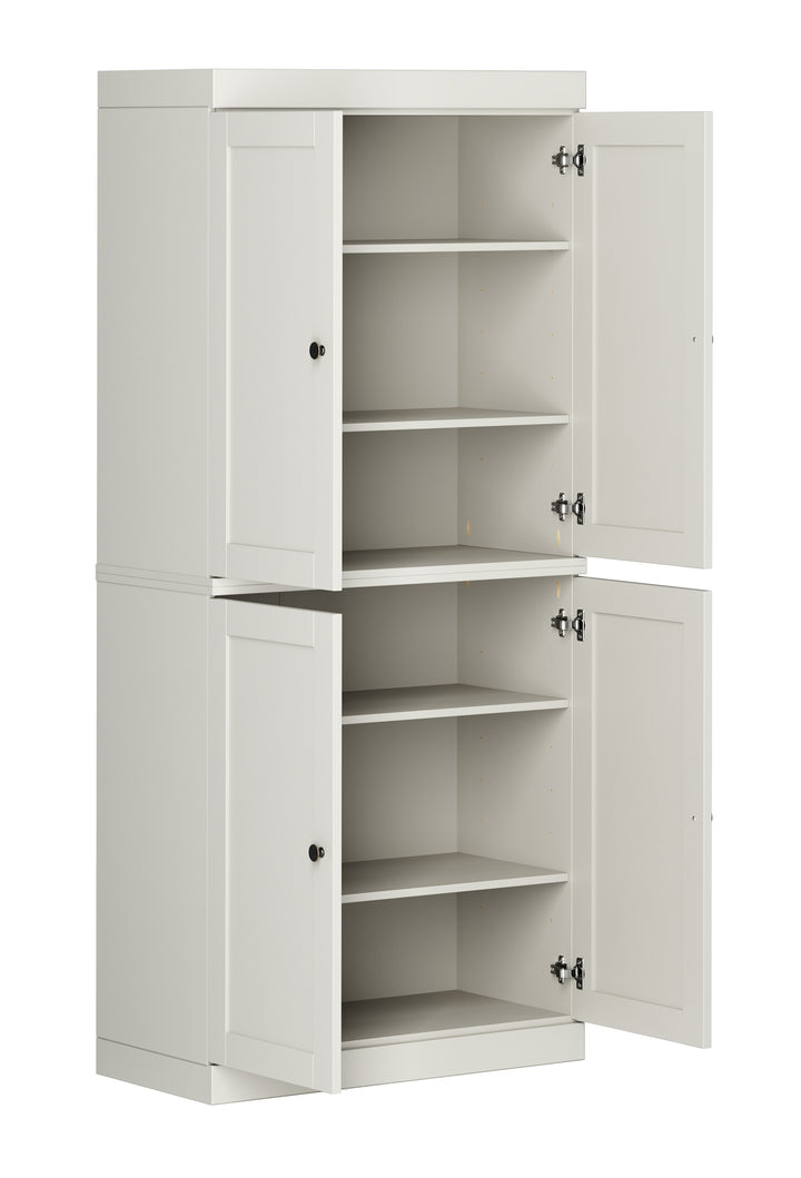 100% Solid Wood Kitchen Pantry Cabinet, Tall Freestanding Modular Storage with Raised Panel Doors, Adjustable Shelves, 32" W x 71.5" H