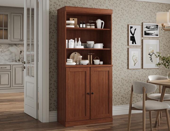 100% Solid Wood Kitchen Pantry Cabinet, Tall Freestanding Modular Storage with Open Shelf & Shaker Doors, Adjustable Shelves, 32" W x 71.5" H