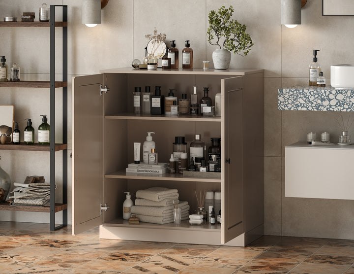 100% Solid Wood 32" Bathroom Cabinet with Raised Panel Wood Doors