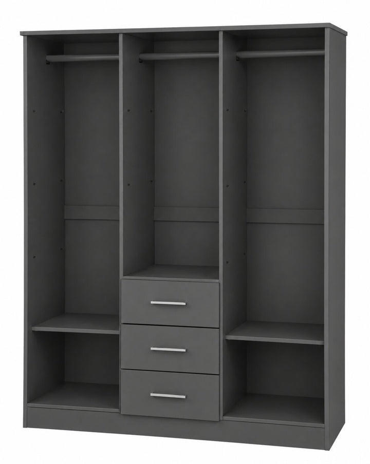 100% Solid Wood 3-Door Wardrobe Armoire with Raised Panel Doors, Bedroom Closet Storage - Cosmo Collection