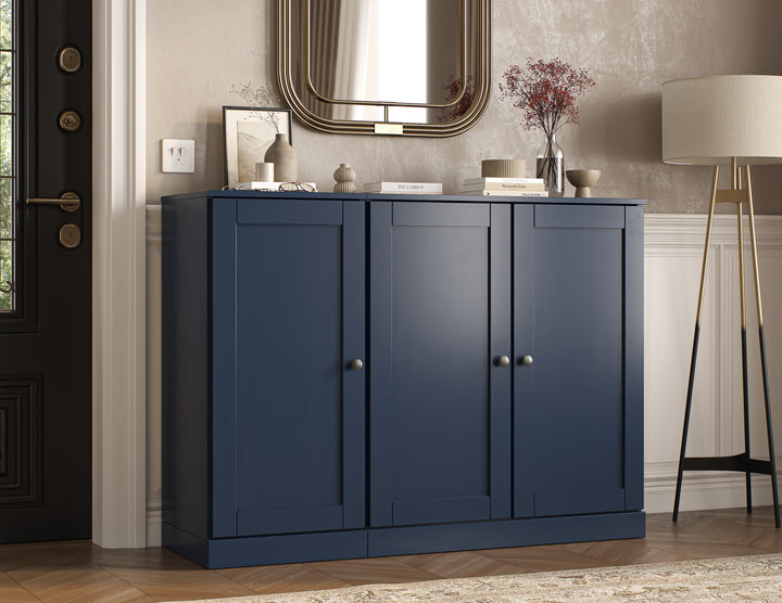 100% Solid Wood Shoe Storage Cabinet with Shaker Doors, Adjustable Shelves, Space Saving Modular Entryway Organizer, 48.5" W x 35.75" H