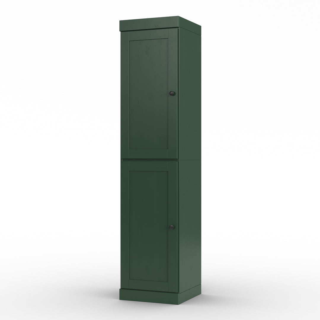 100% Solid Wood Bathroom Storage Cabinet, Shaker Doors, 2 Drawers, Adjustable Shelves, 16.5" Wide, 71.5" Tall