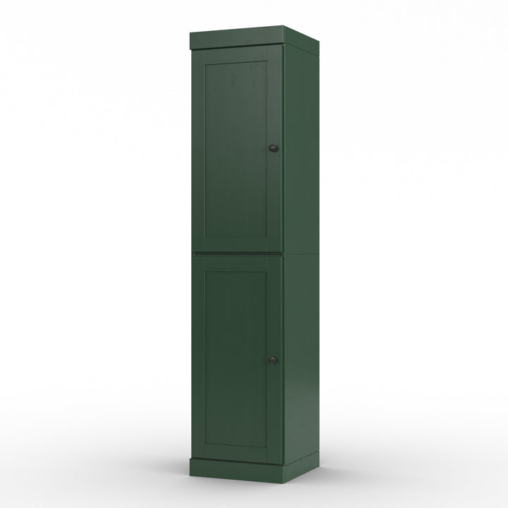 100% Solid Wood Bathroom Storage Cabinet, Shaker Doors, 2 Drawers, Adjustable Shelves, 16.5" Wide, 71.5" Tall
