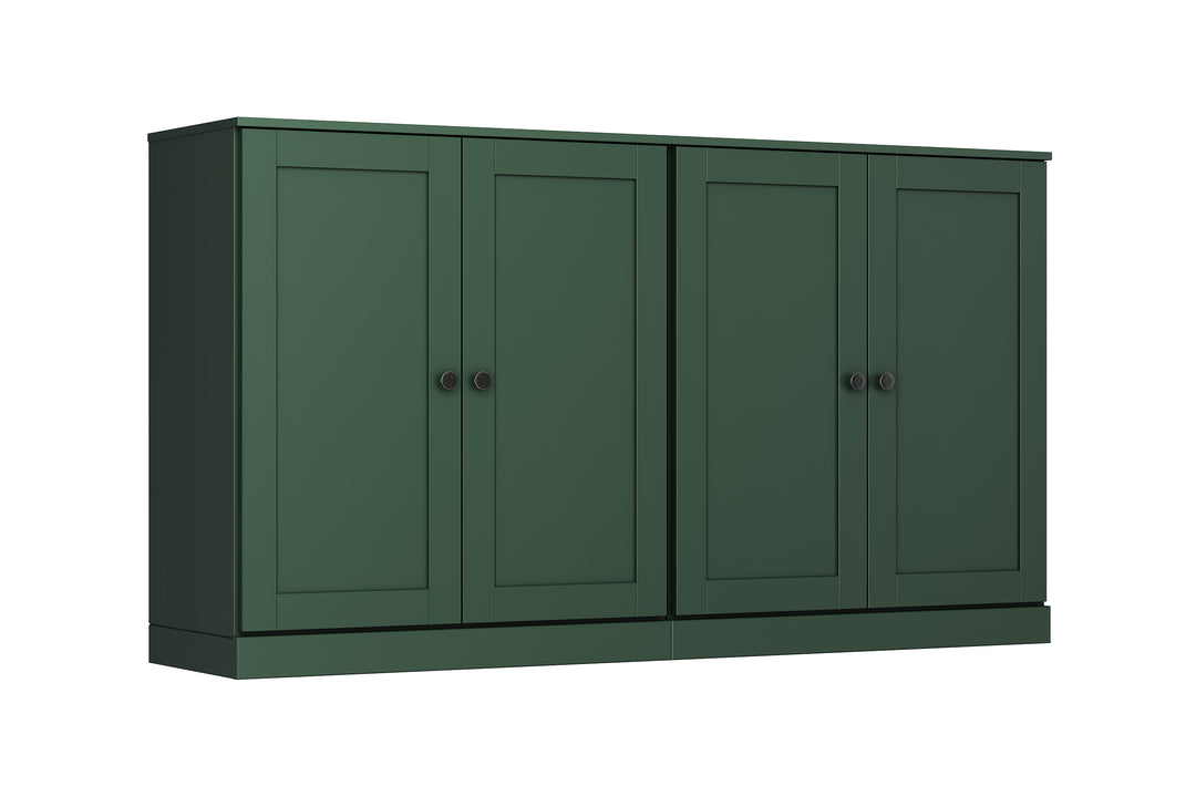 100% Solid Brazilian Pine Wood 64" Sideboard with Shaker Doors, 4-Drawers and Adjustable Shelves