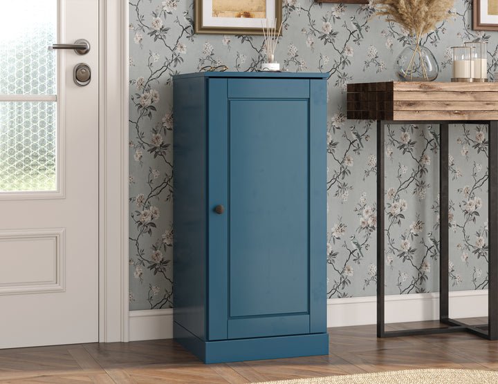 100% Solid Wood Narrow Shoe Storage Cabinet with Raised Panel Door, Adjustable Shelves, Space Saving Stackable Organizer, 16.5" W x 35.75" H