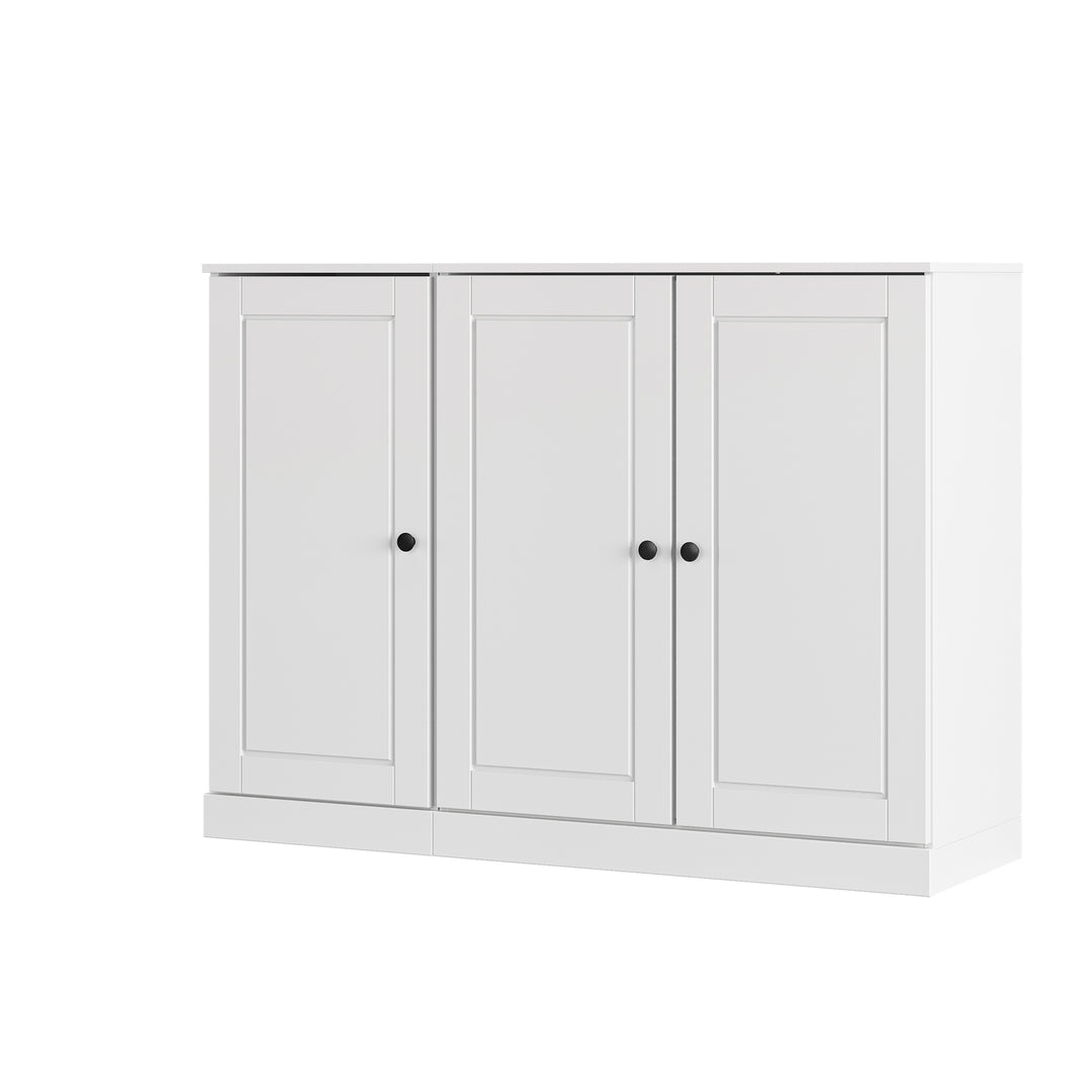 100% Solid Wood Shoe Storage Cabinet with Raised Panel Doors, Adjustable Shelves, Space Saving Modular Entryway Organizer, 48.5" W x 35.75" H