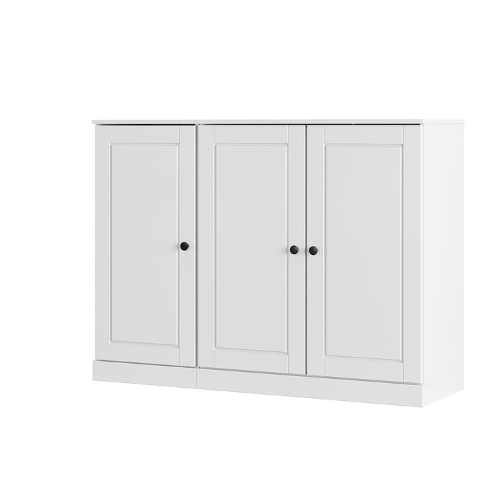 100% Solid Wood Shoe Storage Cabinet with Raised Panel Doors, Adjustable Shelves, Space Saving Modular Entryway Organizer, 48.5" W x 35.75" H