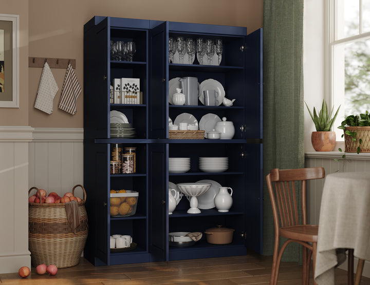 100% Solid Brazilian Pine Wood Pantry Cabinet with Raised Panel Doors, Adjustable Shelves, 48.5" Wide, 71.5" Tall