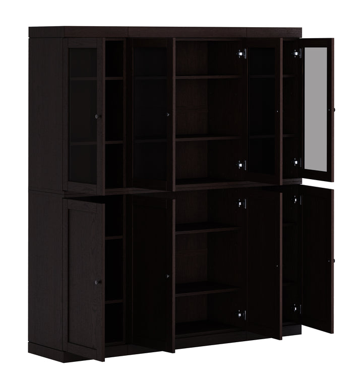 Premium 100% Solid European Oak Hardwood Modular China Cabinet with Shaker and Tinted Glass Doors – 64" Wide, 71.5" Tall