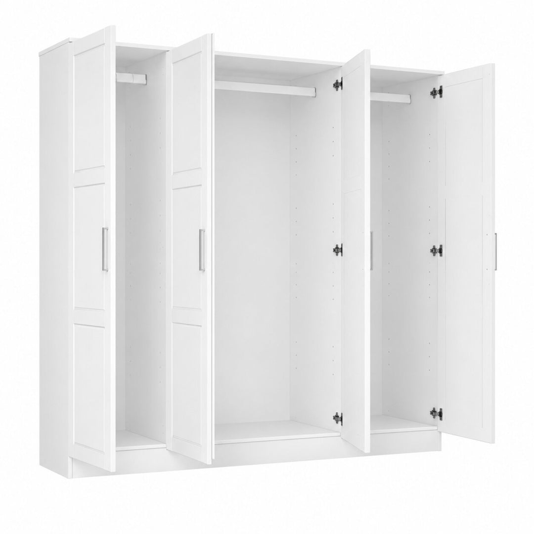 100% Solid Wood 4-Door Wardrobe Armoire with Raised Panel Doors, Bedroom Closet Storage - Cosmo Collection