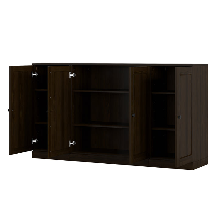 100% Solid Wood Sideboard Buffet with Raised Panel Doors, Credenza Server for Dining Room Storage, Adjustable Shelves, 65" W x 35.75" H
