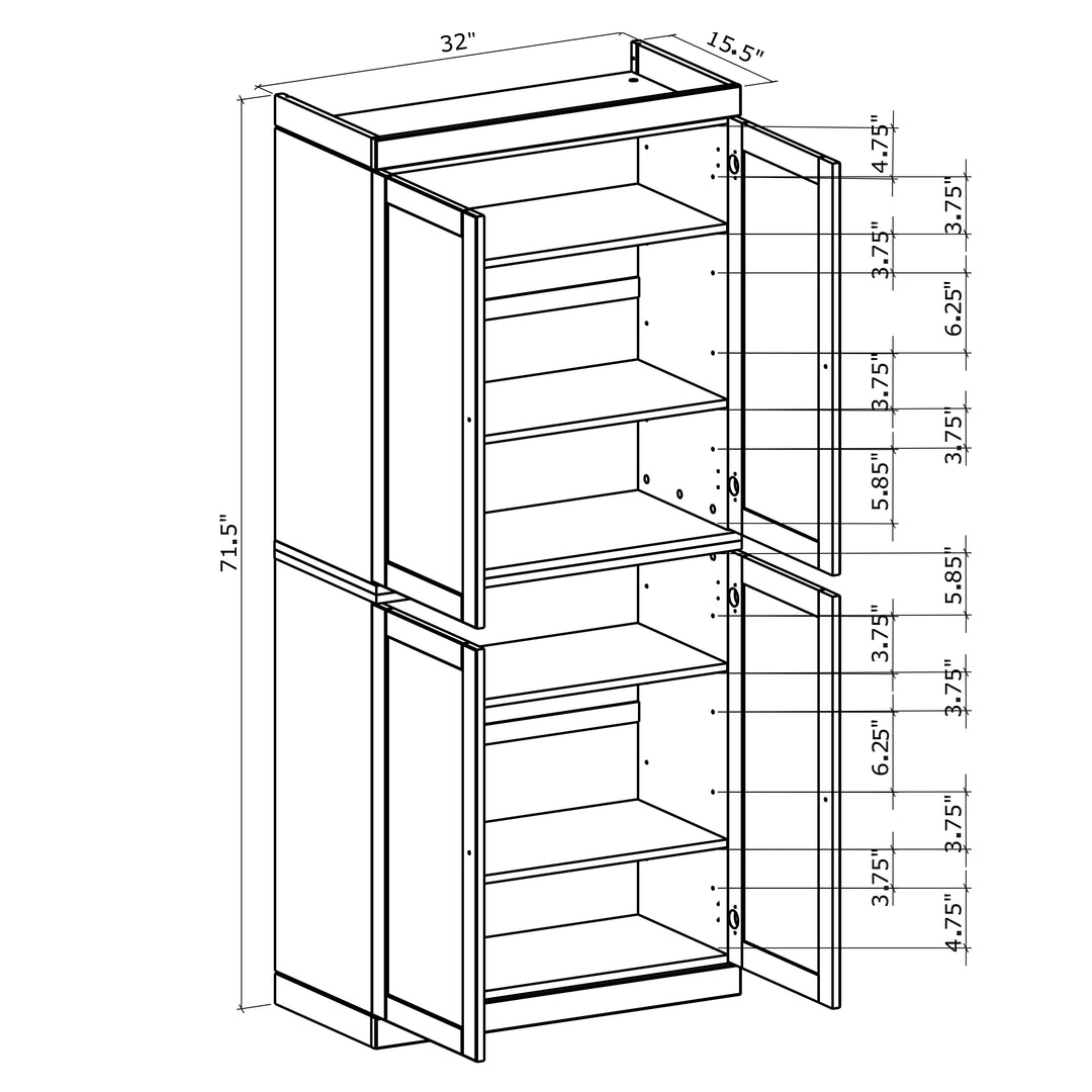 Premium 100% Solid European Oak Hardwood Modular Dining Room Cabinet with Shaker Doors – 32" Wide, 71.5" Tall