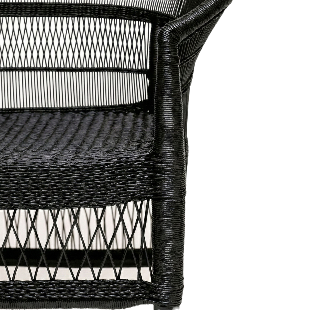 100% Handwoven Natural Rattan 3-Piece Indoor Seating Set with 2 Chairs and Loveseat, Solid Wood Frame, Boho Farmhouse, Authentic African Craftsmanship