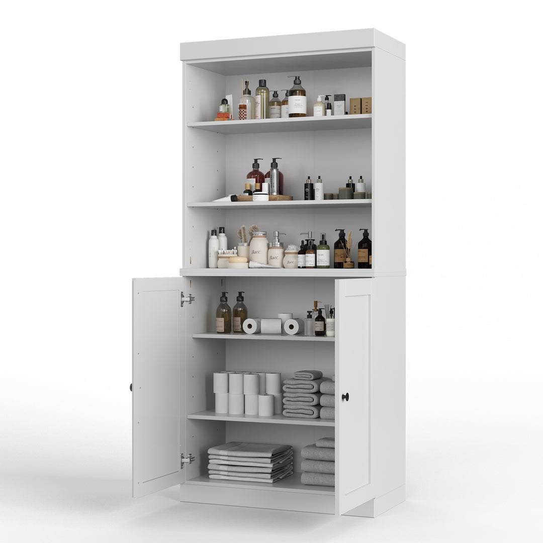 100% Solid Brazilian Pine Wood 32" Bathroom Storage Cabinet with Bottom Shaker Doors and Adjustable Shelves