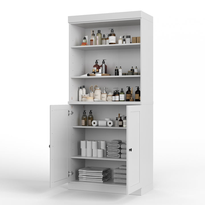 100% Solid Brazilian Pine Wood 32" Bathroom Storage Cabinet with Bottom Shaker Doors and Adjustable Shelves