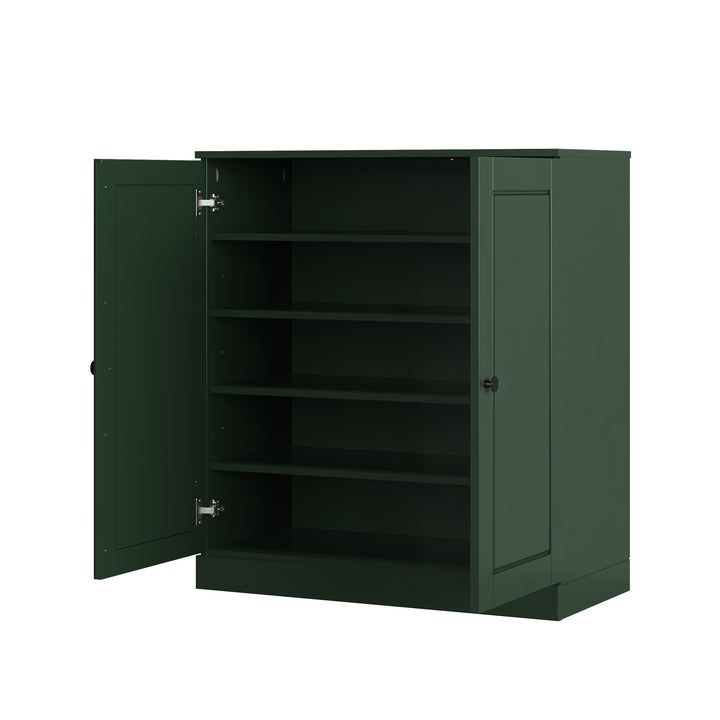 100% Solid Wood Shoe Storage Cabinet with Raised Panel Doors, Adjustable Shelves, Space Saving Stackable Entryway Organizer, 32" W x 35.75" H