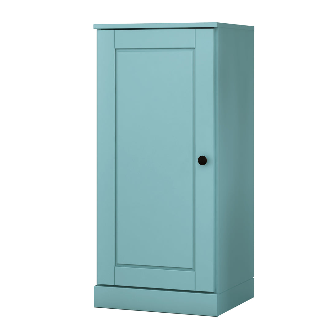 100% Solid Wood Bathroom Storage Cabinet, Raised Panel Door, 2 Drawers, Adjustable Shelves, 16.5" Wide, 35.75" Tall