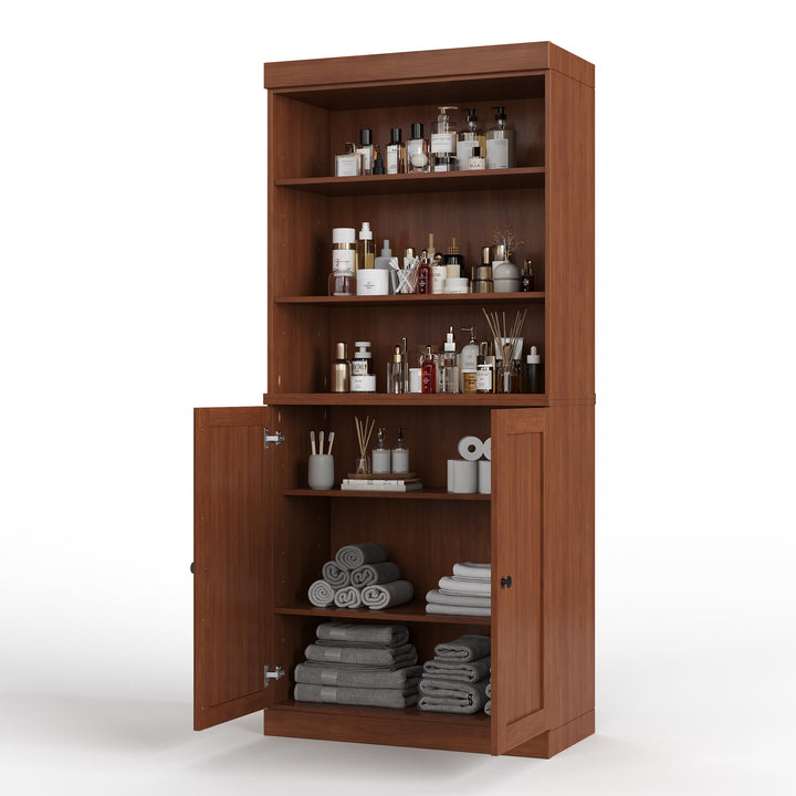 100% Solid Brazilian Pine Wood 32" Bathroom Storage Cabinet with Bottom Shaker Doors and Adjustable Shelves