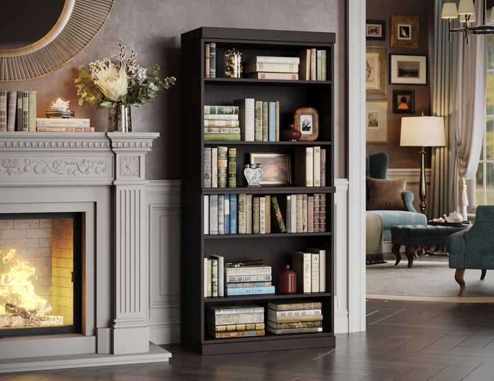 Premium 100% Solid European Oak Hardwood 6-Shelf Modular Bookcase – 32" Wide, 71.5" Tall