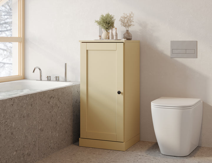 100% Solid Wood 16.5" Small Bathroom Cabinet, Shaker Wood Door, Adjustable Shelves