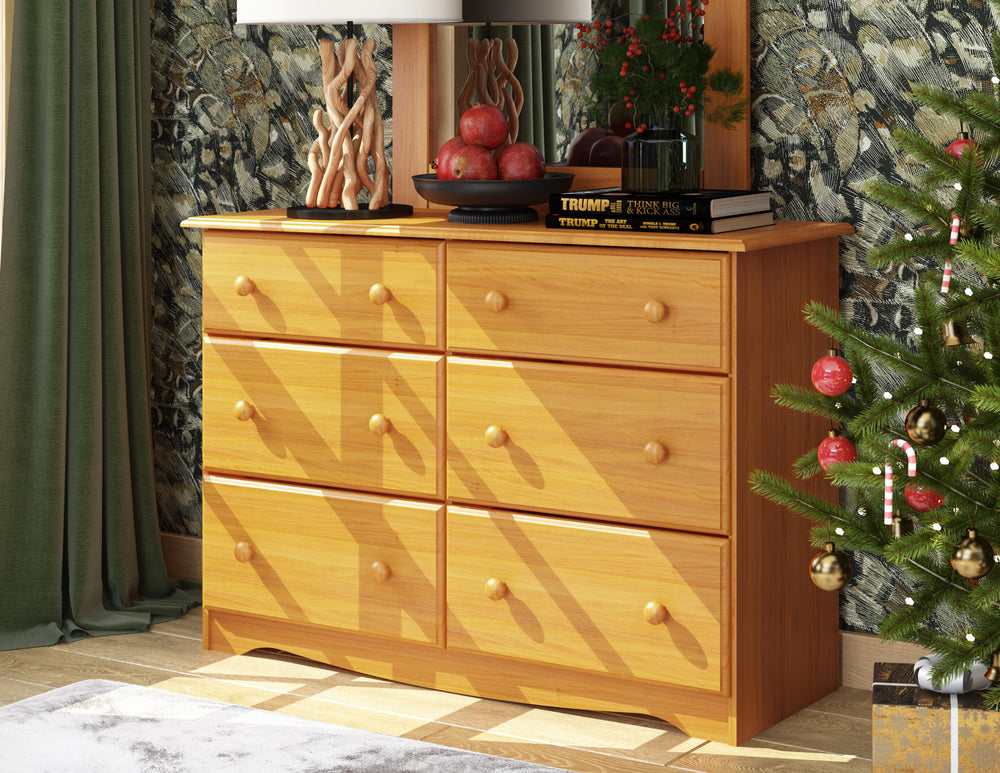 A solid wood pine dresser