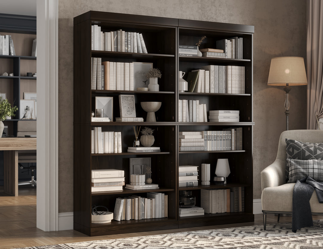 100% Solid Wood Tall Modular Bookcase Cabinet with 12 Adjustable Shelves, Open Display Storage Bookshelf, 64" W x 71.5" H