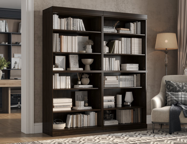 100% Solid Wood Tall Modular Bookcase Cabinet with 12 Adjustable Shelves, Open Display Storage Bookshelf, 64" W x 71.5" H