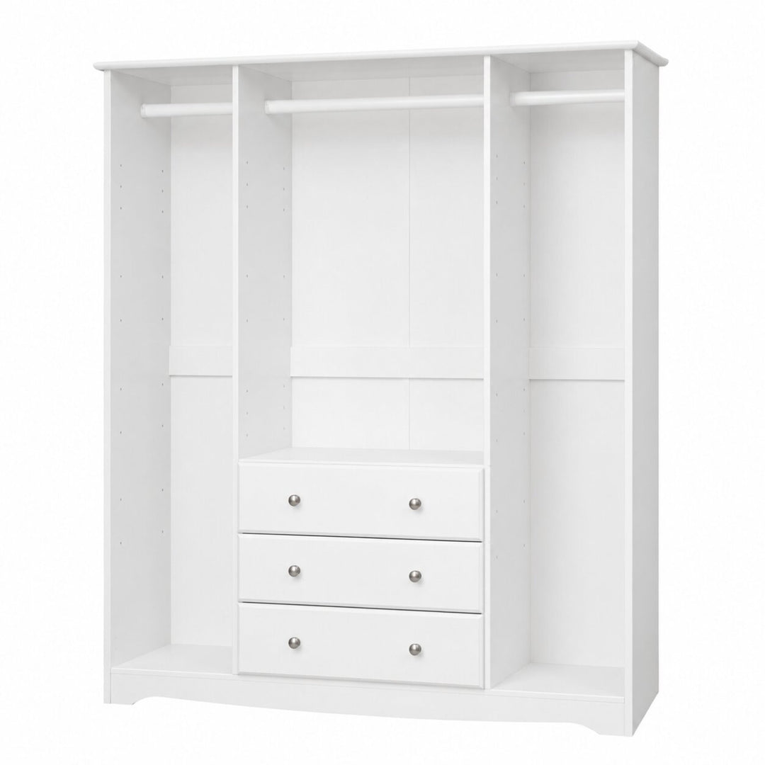 100% Solid Wood 4-Door Wardrobe Armoire with Metal Knobs, Bedroom Closet Storage - Family Collection