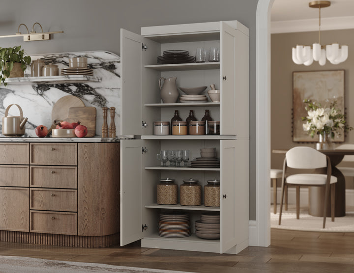 100% Solid Wood Kitchen Pantry Cabinet, Tall Freestanding Modular Storage with Shaker Doors, Adjustable Shelves, 32" W x 71.5" H