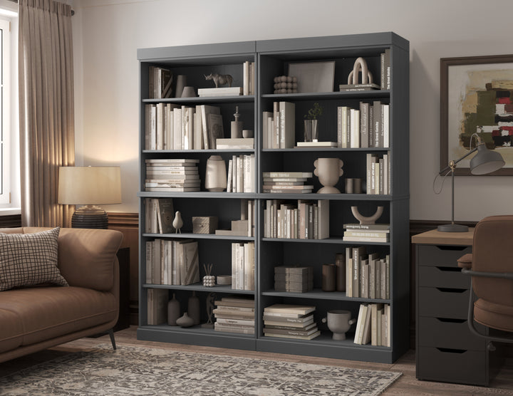 100% Solid Wood 12-Shelf 64" Bookcase, Tall Modular Bookshelf with Adjustable Shelves