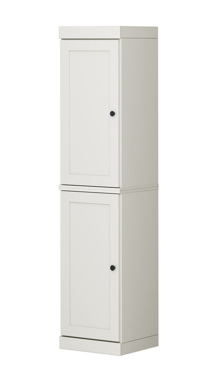 100% Solid Wood Bathroom Storage Cabinet, Shaker Doors, 2 Drawers, Adjustable Shelves, 16.5" Wide, 71.5" Tall