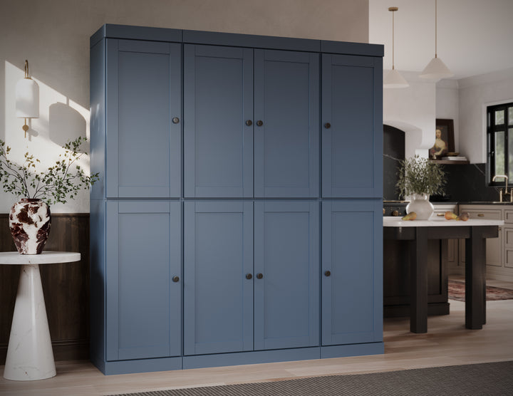 100% Solid Wood 65" Pantry Cabinet, 8 Shaker Wood Doors, 2 Drawers