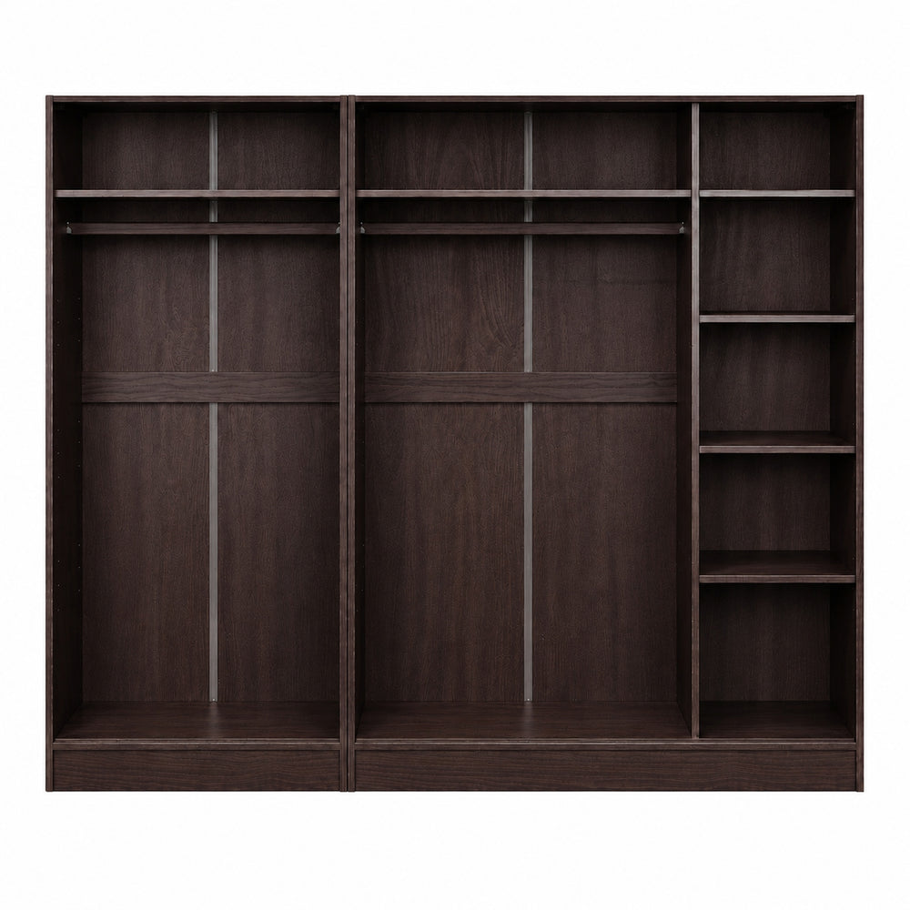 100% Solid Brazilian Pine Wood 5-Sliding Wardrobe with Louvered Doors, 70-110” Wardrobes - Palace Imports