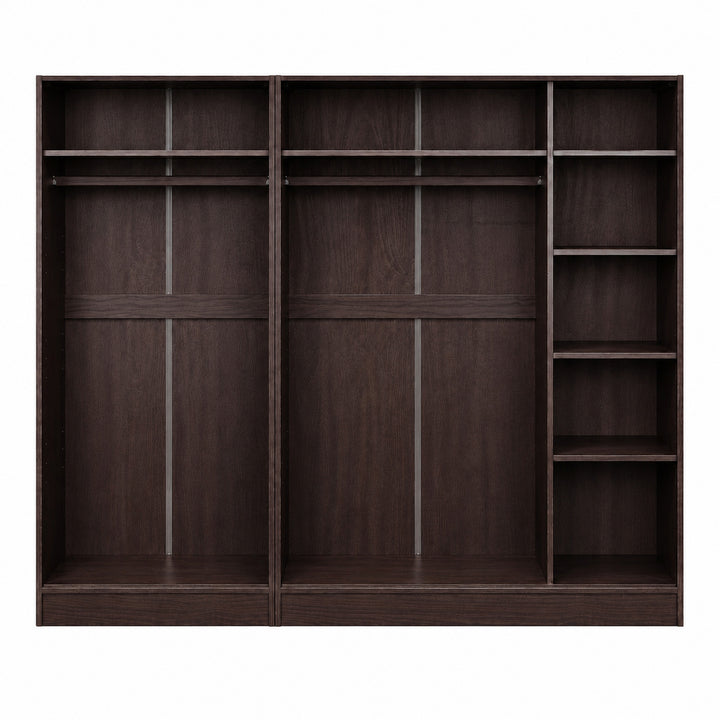 100% Solid Brazilian Pine Wood 5-Sliding Wardrobe with Louvered Doors, 70-110” Wardrobes - Palace Imports