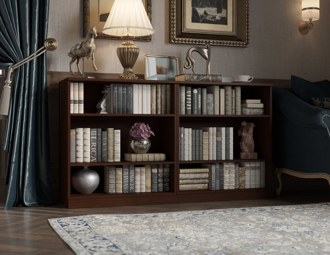 Premium 100% Solid European Oak Hardwood 6-Shelf Modular Bookcase – 64" Wide, 35.75" Tall