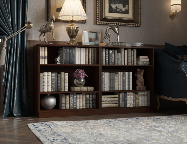 Premium 100% Solid European Oak Hardwood 6-Shelf Modular Bookcase – 64" Wide, 35.75" Tall