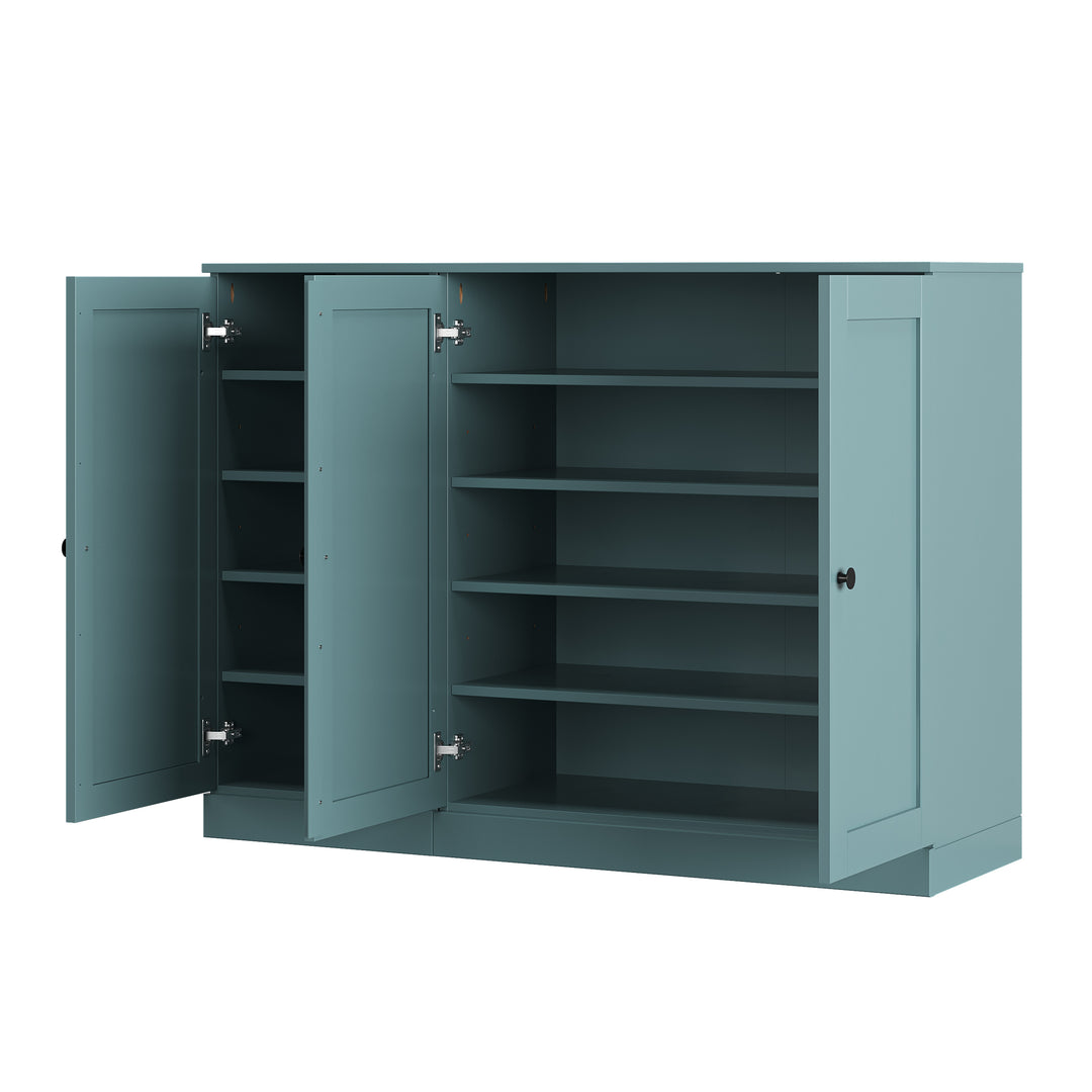 100% Solid Wood Shoe Storage Cabinet with Shaker Doors, Adjustable Shelves, Space Saving Modular Entryway Organizer, 48.5" W x 35.75" H