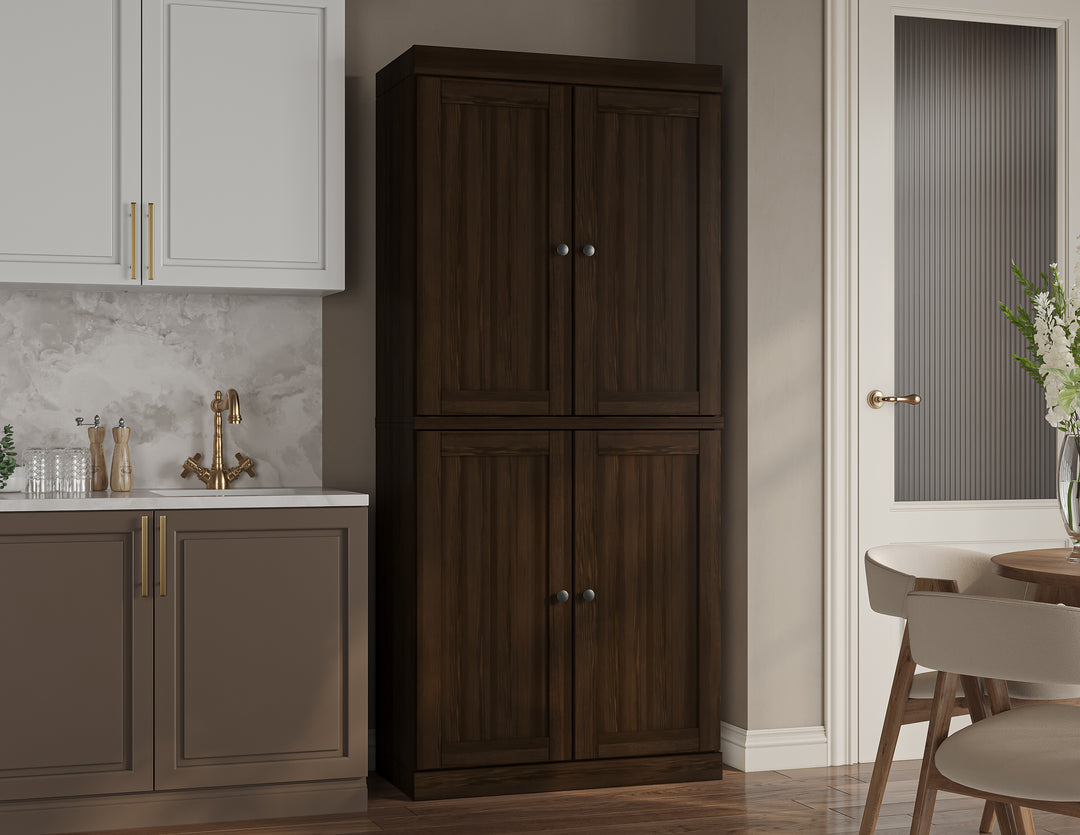 100% Solid Wood Kitchen Pantry Cabinet, Tall Freestanding Modular Storage with Shaker Doors, Adjustable Shelves, 32" W x 71.5" H