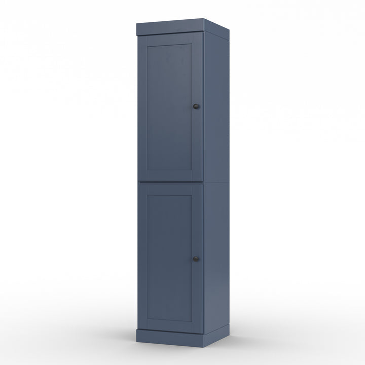 100% Solid Wood Bathroom Storage Cabinet, Shaker Doors, 2 Drawers, Adjustable Shelves, 16.5" Wide, 71.5" Tall