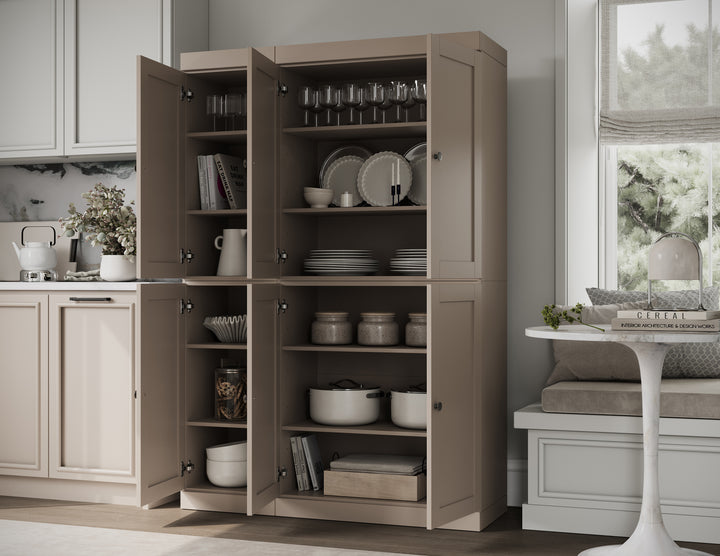 100% Solid Wood 48.5" Pantry Cabinet, Shaker Wood Doors