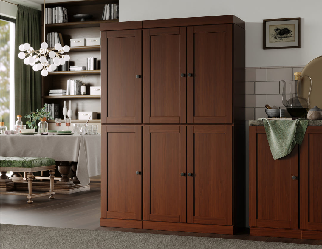 100% Solid Wood 48.5" Pantry Cabinet, Shaker Wood Doors