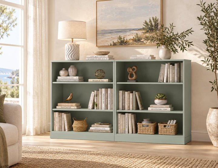 100% Solid Wood Freestanding Modular 6-Shelf Bookcase Cabinet with Open Adjustable Shelves, Display Storage Bookshelf, 64" W x 35.75" H