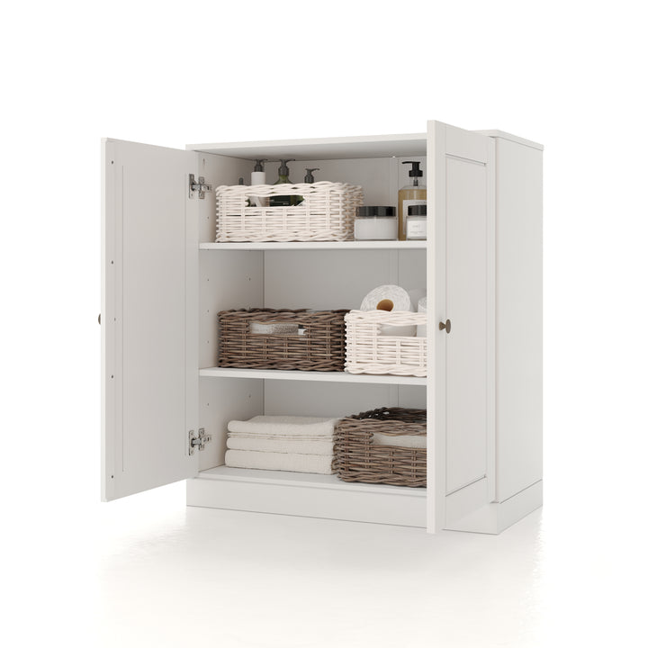 100% Solid Wood 32" Bathroom Cabinet with Raised Panel Wood Doors