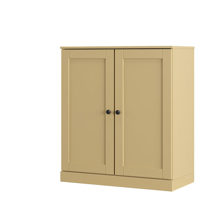 100% Solid Wood Shoe Storage Cabinet with Shaker Doors, Adjustable Shelves, Space Saving Stackable Entryway Organizer, 32" W x 35.75" H