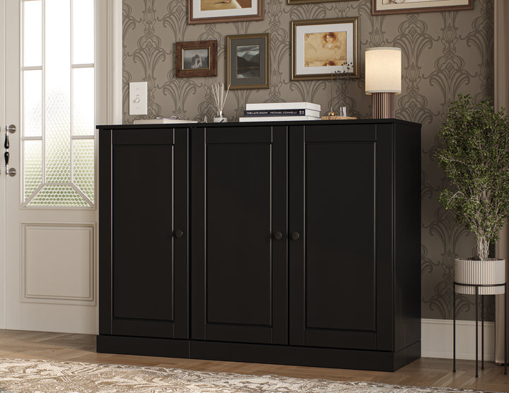 100% Solid Wood Shoe Storage Cabinet with Raised Panel Doors, Adjustable Shelves, Space Saving Modular Entryway Organizer, 48.5" W x 35.75" H