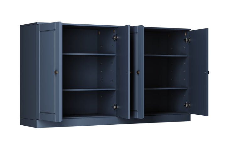 100% Solid Wood 64" Sideboard, Raised Panel Wood Doors, Adjustable Shelves