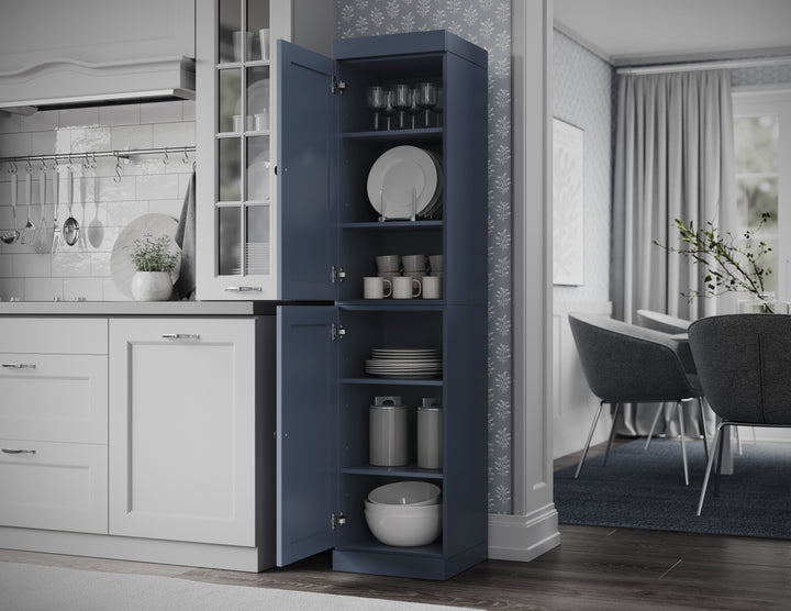 100% Solid Wood 16.5" Pantry Cabinet, 2 Shaker Wood Doors
